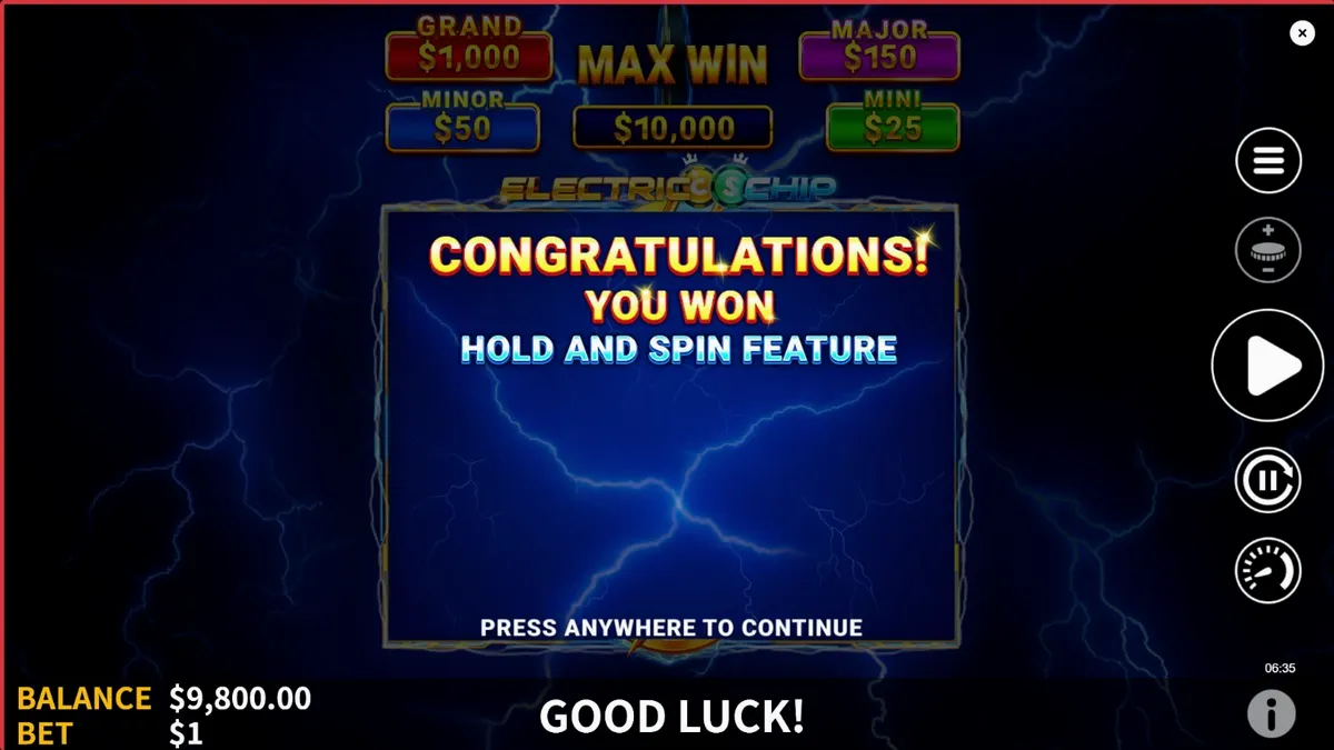 Tampilan visual slot Electric Chip dengan tema neon dan petir