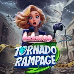 Tampilan visual grid unik berbentuk corong pada slot Tornado Rampage